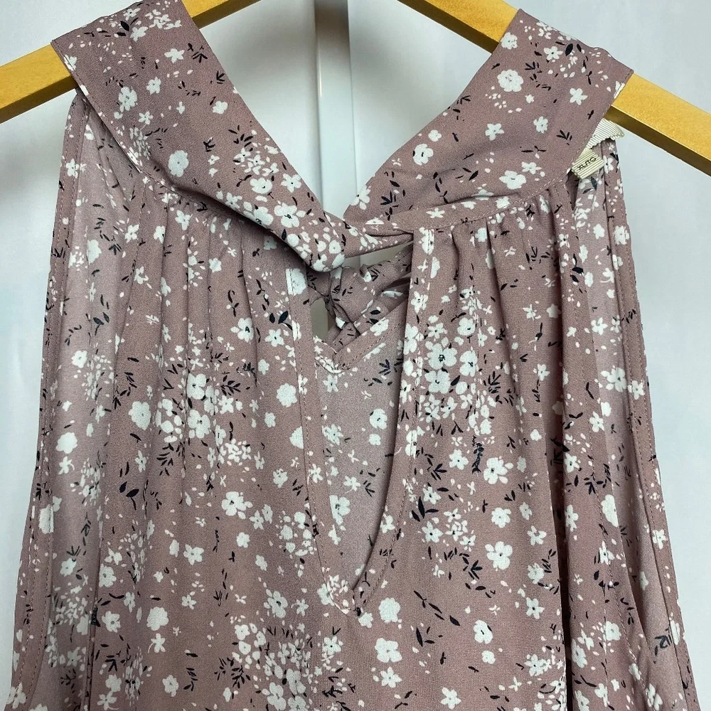 Tamara H Womenʻs Mauve Floral Print Sleeveless Blouse